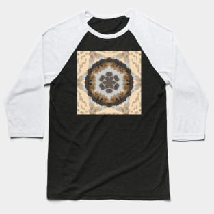 Retro Mandala Flower Brown and Tan Baseball T-Shirt